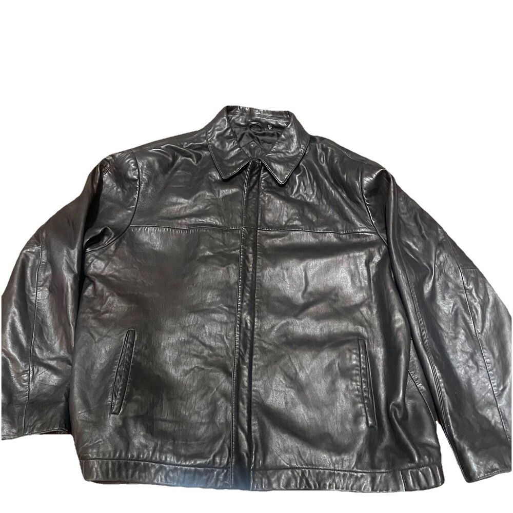 VTG Roundtree & Yorke Black Lambskin Leather Jacket Men's XL Bomber Distressed